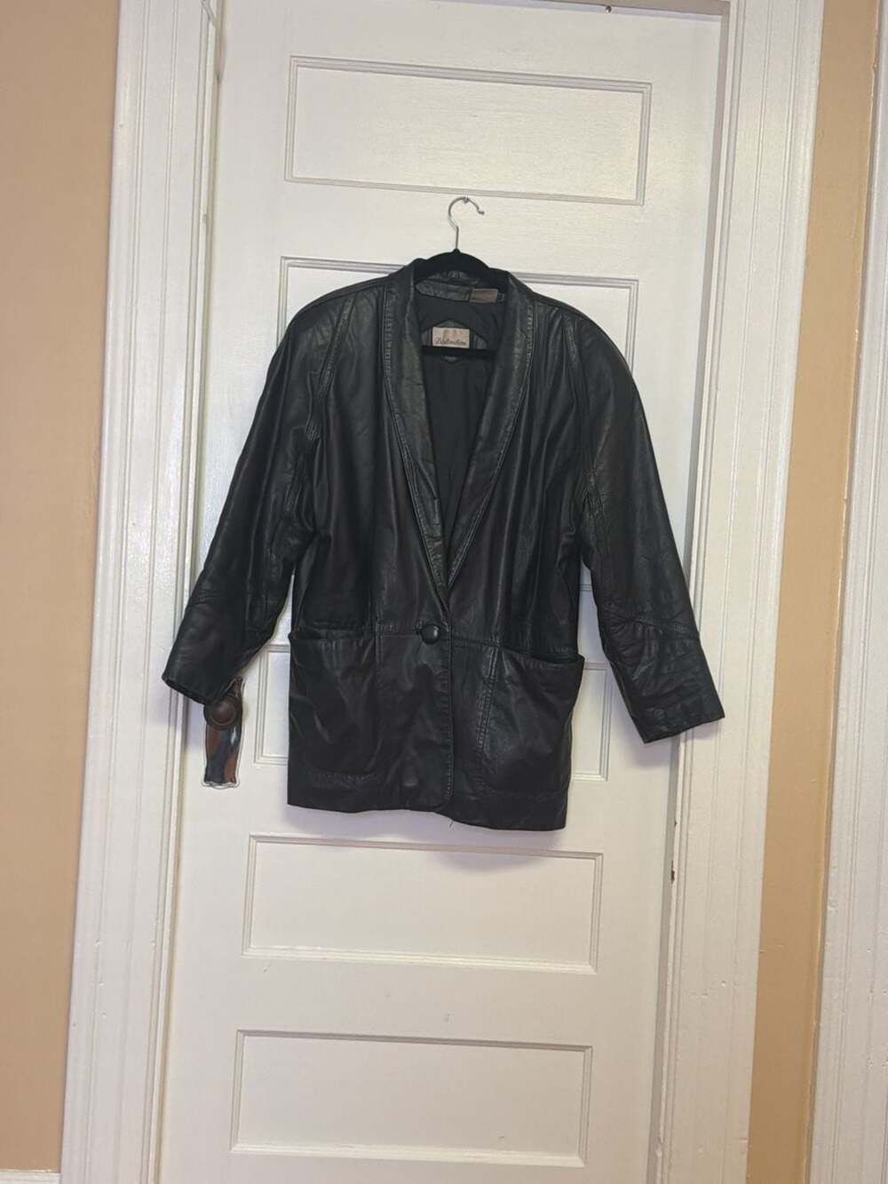 Vintage Distinction Genuine Leather Blazer Jacket Black Size M